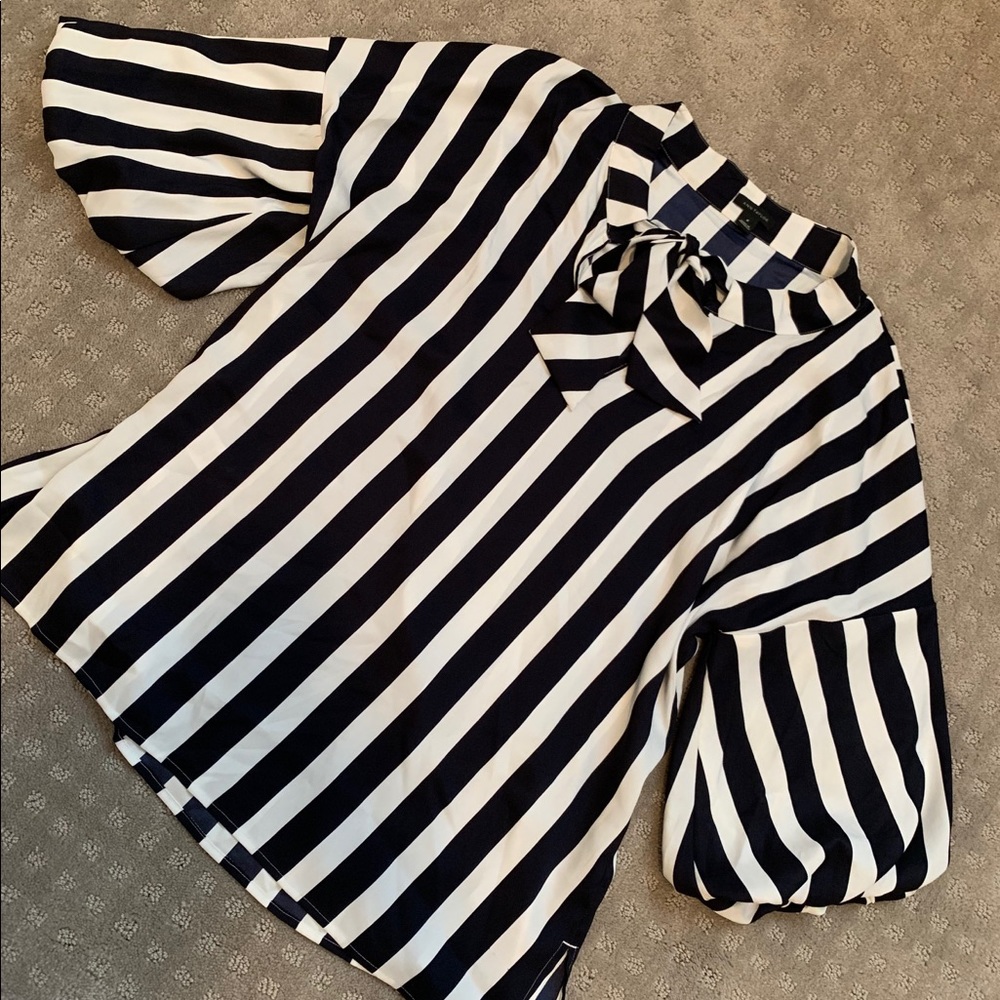 Ann Taylor, Puffy sleeved, striped blouse.